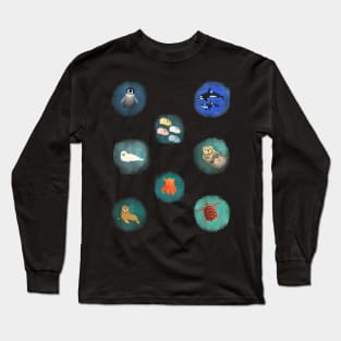 Sea Life 1 - Watercolor Print Long Sleeve T-Shirt